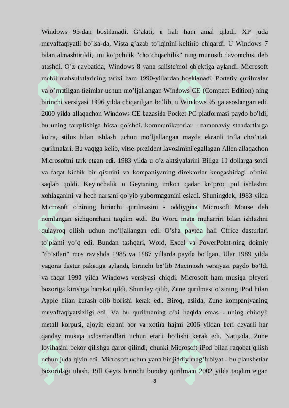 Microsoft Office dasturini o’qitish metodikasi KURS ISHI 8