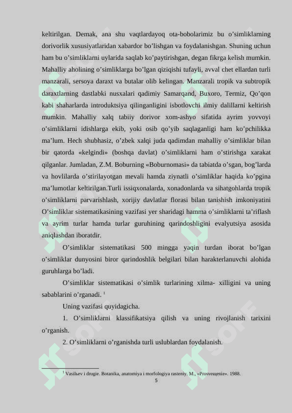 O’simliklarni hayotiy shakllari KURS ISHI 5