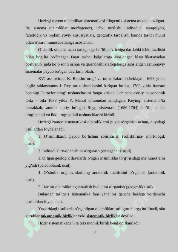 O’simliklarni hayotiy shakllari KURS ISHI 6