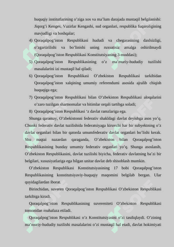 O’zbekiston Respublikasida davlat shaklining o’ziga xos xususiyatlari KURS ISHI 8