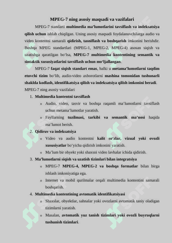MPEG-7 audio-video ma'lumotlarni siqish standartini yaratish tamoyillari 6