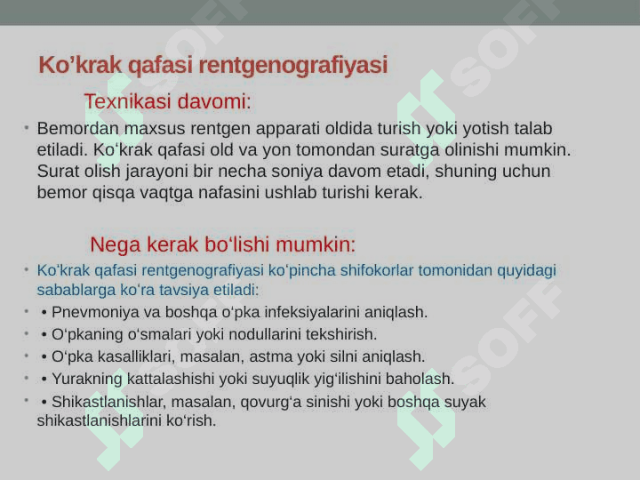 Ko'krak qafasi rentgenografiyasi.O'pka kasalliklarida nur tashxisi. 4