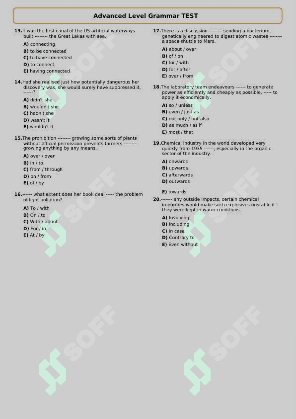 English Advanced Level Grammar TEST 2