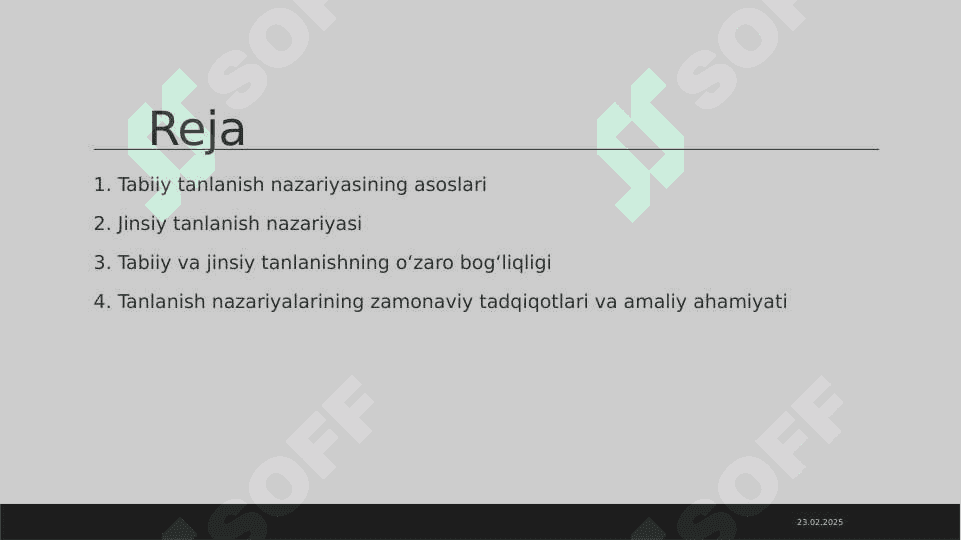 Tabiiy va jinsiy tanlanish nazariyasi 2