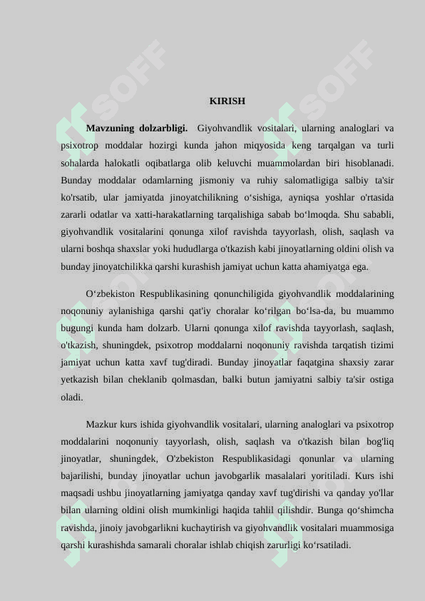 Giyohvandlik vositalari ularning analoglari yoki psixotrop vositalarni o'tkazish maqsadida qo'llab qonunga xilof ravishda tayyorlash, olish, saqlash va boshqa harakatlar qilish shuningdek ularni qonunga xilof ravishda o'tkazish uchun jinoiy javobgarlik 3