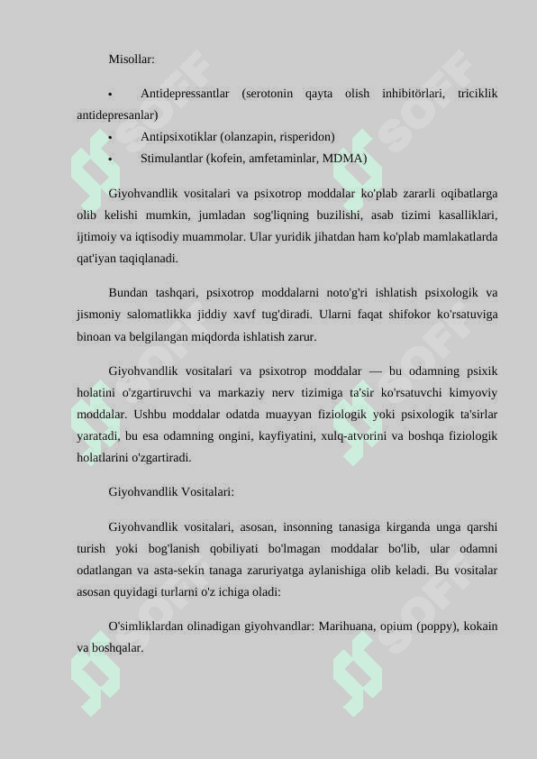 Giyohvandlik vositalari ularning analoglari yoki psixotrop vositalarni o'tkazish maqsadida qo'llab qonunga xilof ravishda tayyorlash, olish, saqlash va boshqa harakatlar qilish shuningdek ularni qonunga xilof ravishda o'tkazish uchun jinoiy javobgarlik 6