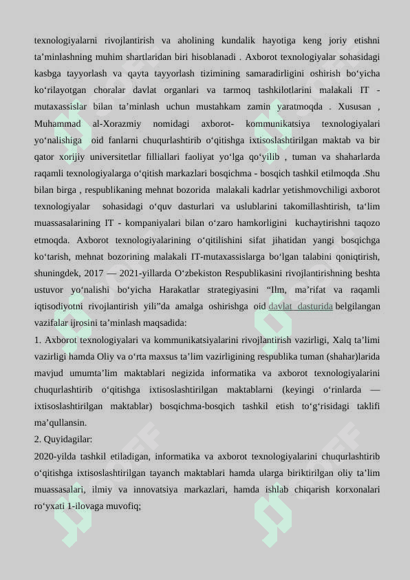 Axborot  texnologiyalarining  rivojlanish  tendensiyalari 2