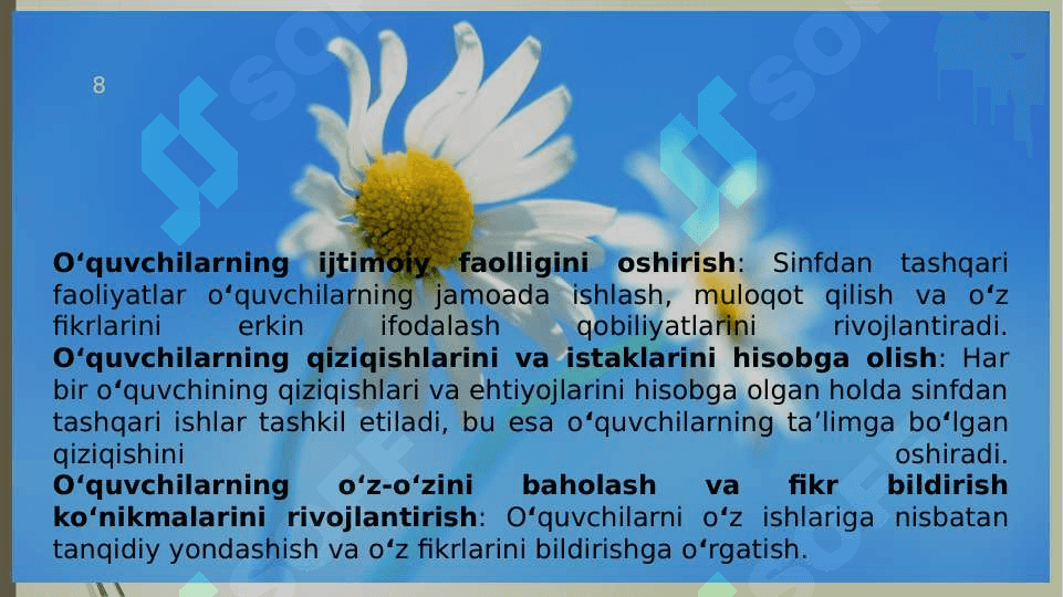 Sinfdan tashqari ishlarni tashkil etish metodikasi fanining maqsad va vazifalari. Boshlang‘ich sinflarda matematikadan sinfdan tashqari ishlarning shakllari. 1