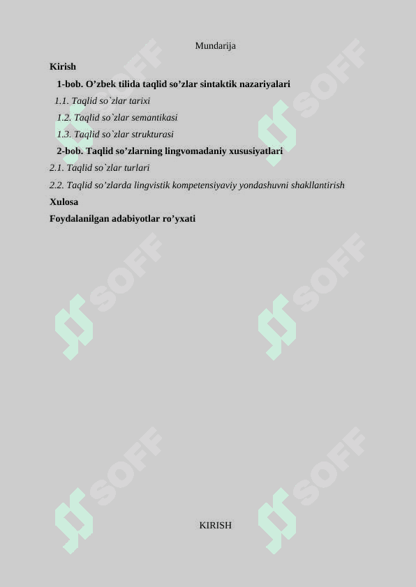Taqlid so`zlar va ularning lingvomadaniy xususiyatlari KURS ISHI 2