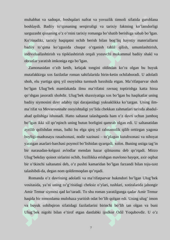 Tarixiy romanlarda saroy muhiti tasviri KURS ISHI 7
