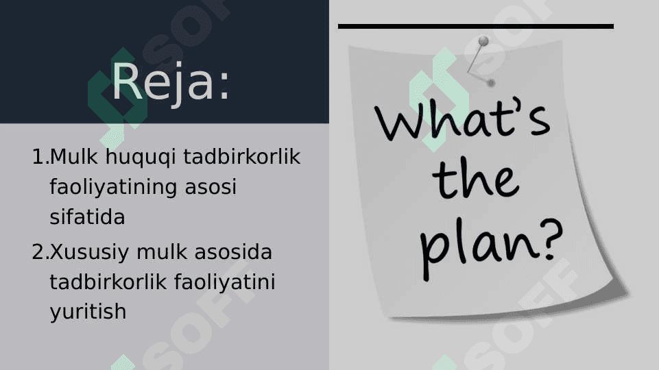 Tadbirkorlik faoliyatining mulkiy asosolari 2