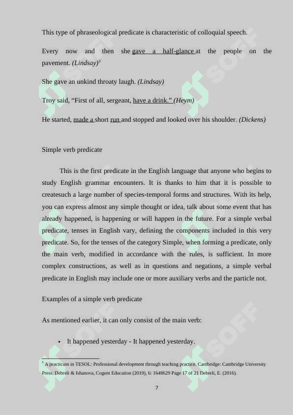 DEVELOPMENT AND FORMATION OF PREDICATES OF DIFFERENT TYPES IN ENGLISH 7