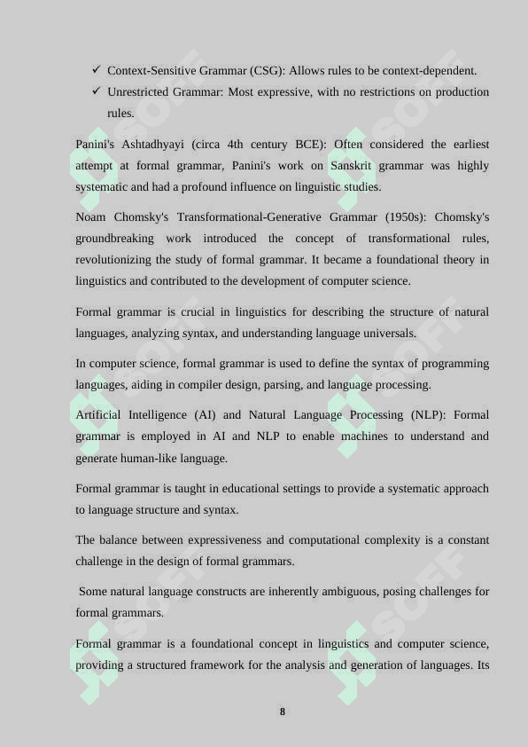 FORMAL GRAMMAR, ITS TASKS AND METHODS OF RESEARCH. 8