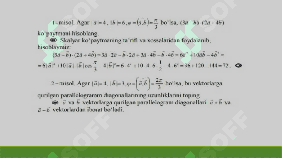 Vektorlar va ular ustida amallar 3