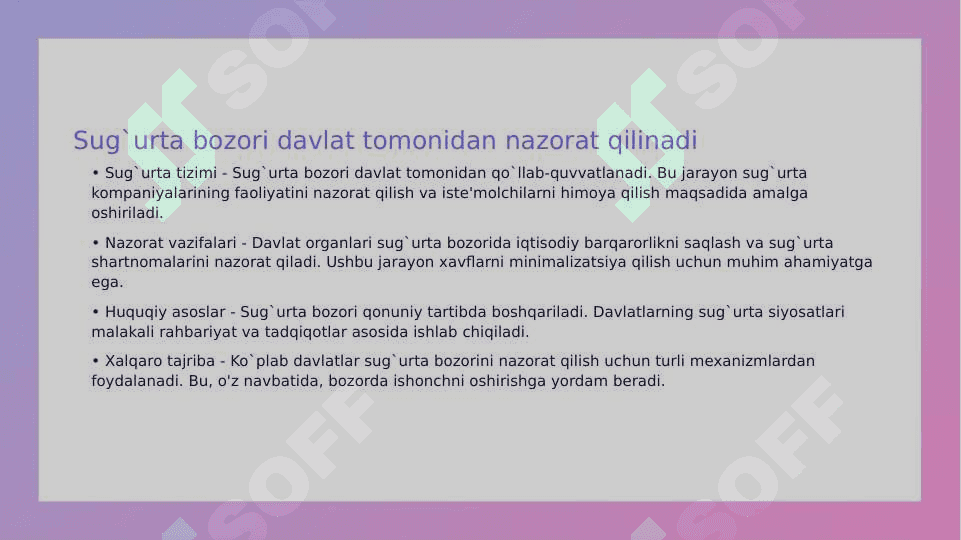 Sug`urta bozori va uni davlat tomonidan tartibga solish 3
