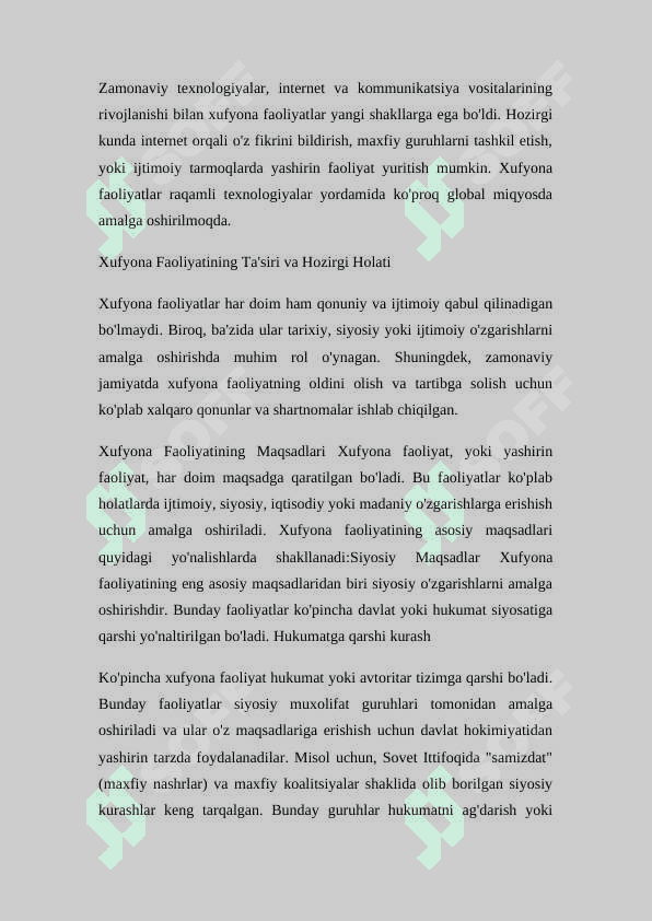 Xufyona faoliyatining kelib chiqishi sabablari 7