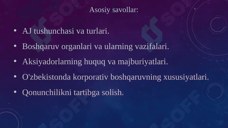 Korporativ tuzilma sifatida aksiyadorlik jamiyatlari faoliyatining tashkiliy asoslari 2