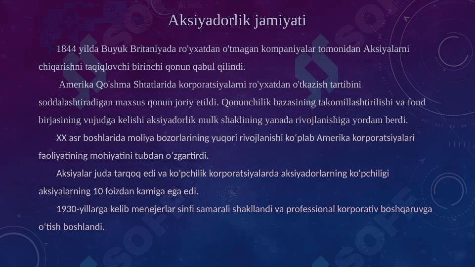 Korporativ tuzilma sifatida aksiyadorlik jamiyatlari faoliyatining tashkiliy asoslari 5