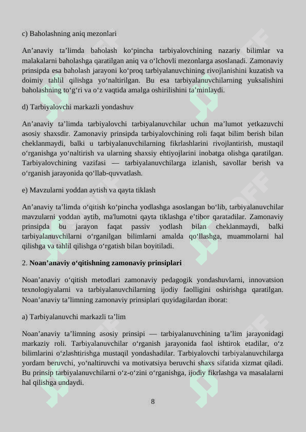 An'anaviy va noan'anaviy ta'lim va ularning o'ziga xos xususiyatlari 8