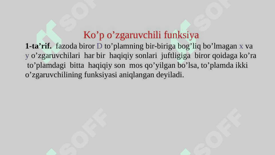 Ko’p o’zgaruvchili funksiyalar hosilalari 4