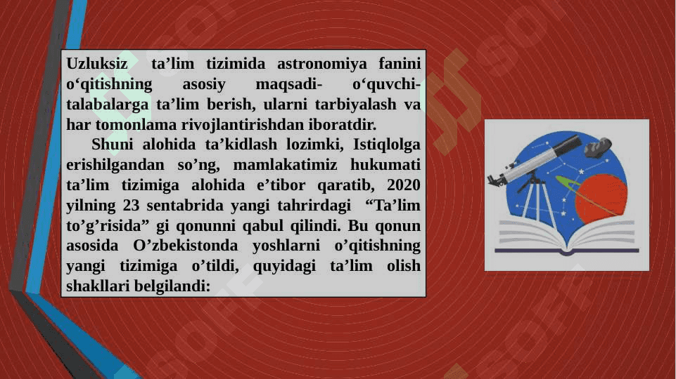 ASTRONOMIYA TA’LIMINING UMUMNAZARIY ASOSLARI. ASTRONOMIYA O’QITISH METODLARI 3