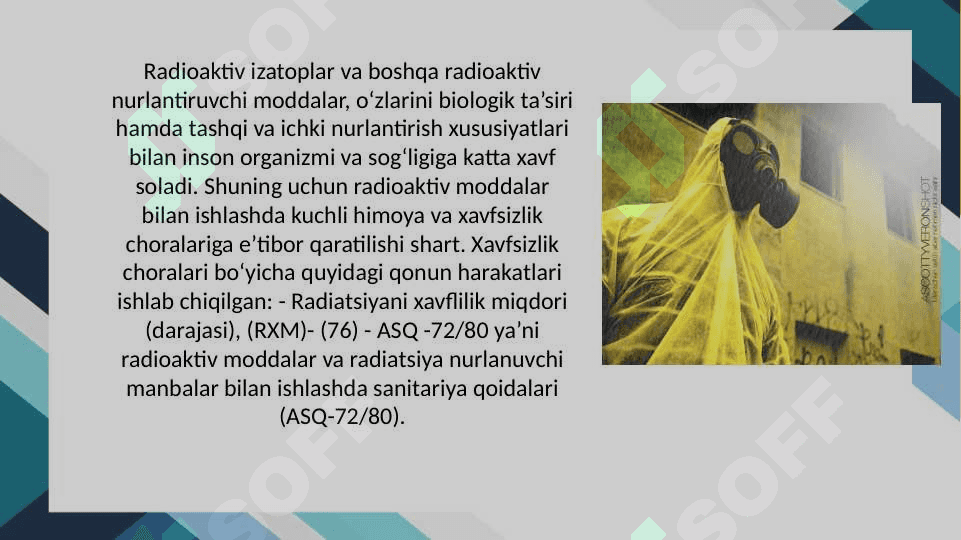 Radioaktiv moddalar bilan ishlaganda sanitariya qonun qoidalari 3