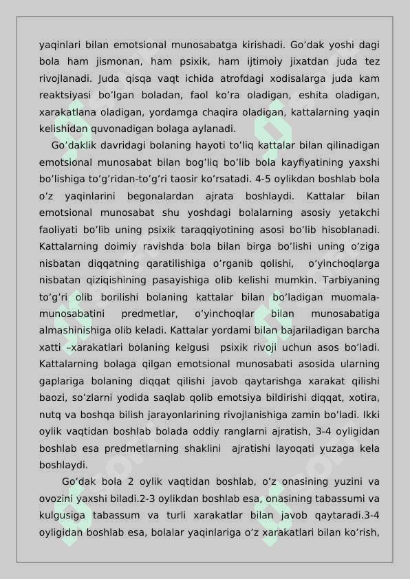 go’daklik davrida psixik rivojlanishi. 3