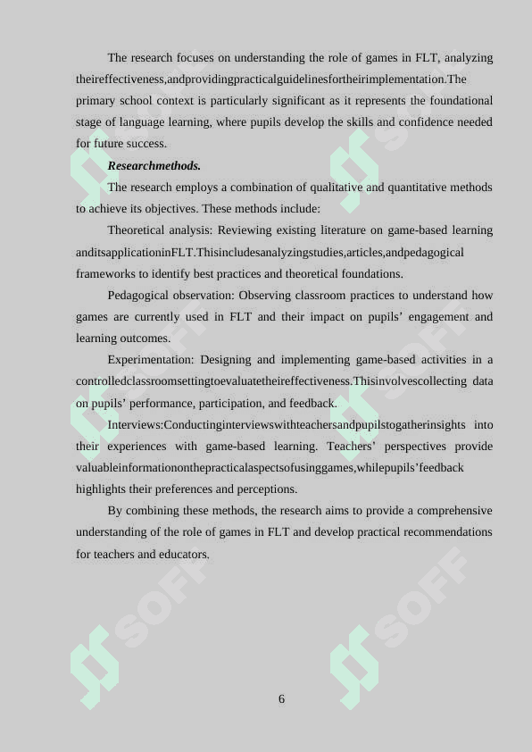 THE RULE OF GAMES FOR PRIMARY SCHOOL PUPILS IN FLT 6