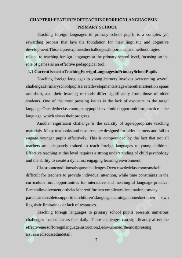 THE RULE OF GAMES FOR PRIMARY SCHOOL PUPILS IN FLT 7