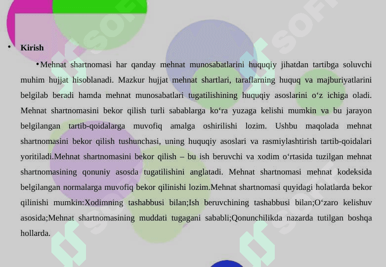 MEHNAT SHARTNOMASINI BEKOR QILISHNI RASMIYLASHTIRISH 5