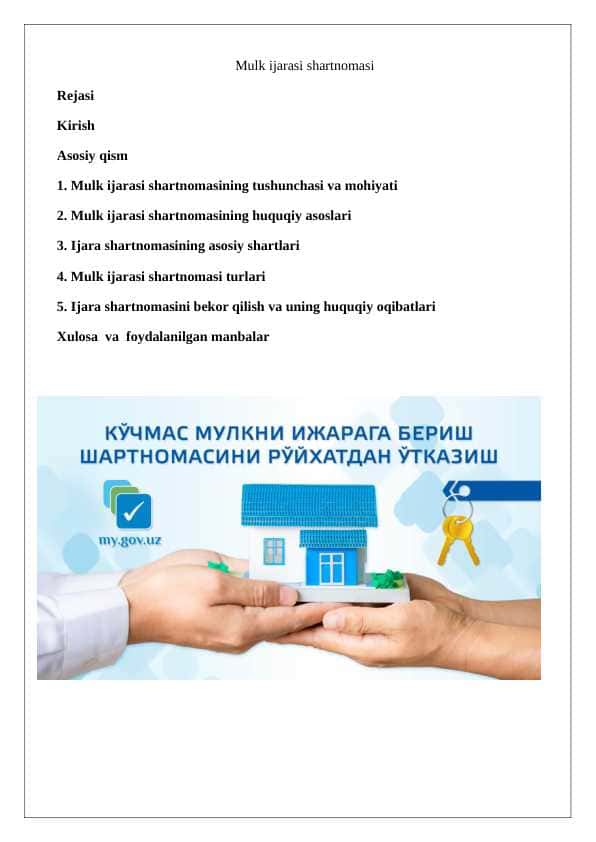 Mulk ijarasi shartnomasi