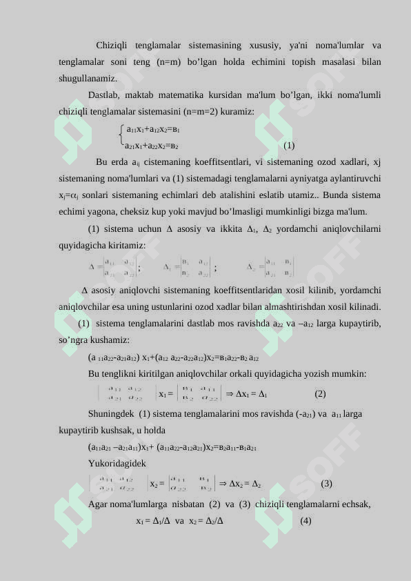 Chiziqli tеnglamalar sistеmasini еchishning Kramеr va Gauss usullari 2