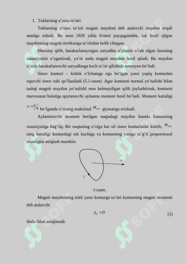 Magnit maydonning tokli konturga ta'siri 2
