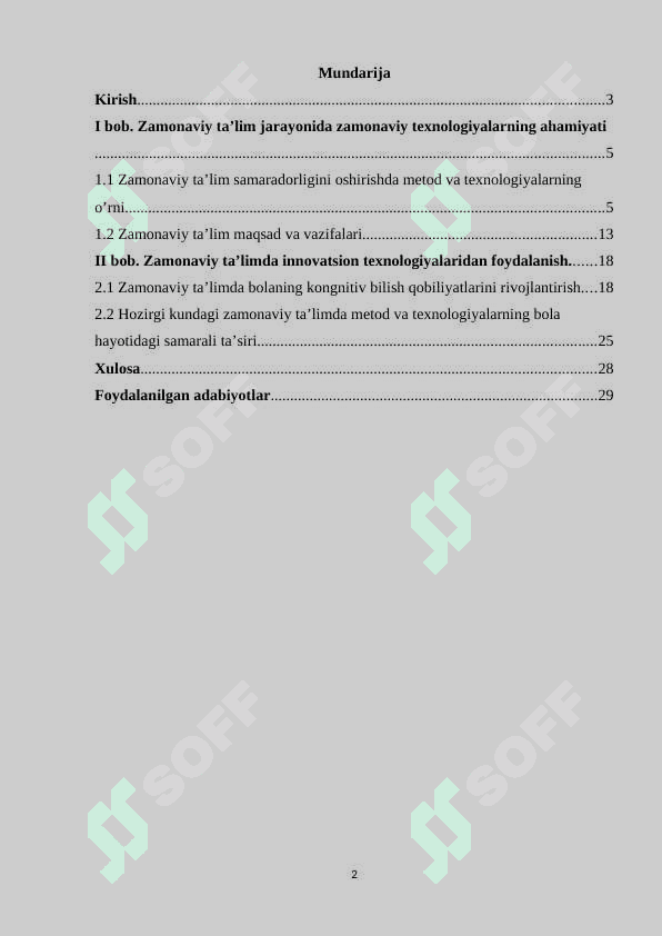 Zamonaviy ta’lim jarayonida qo’llanilayotgan metod va texnologiyalarning ahamiyati 2