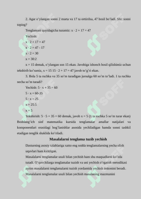 Masalalarni ifoda tuzib yechishni o’rgatish metodikasi 3