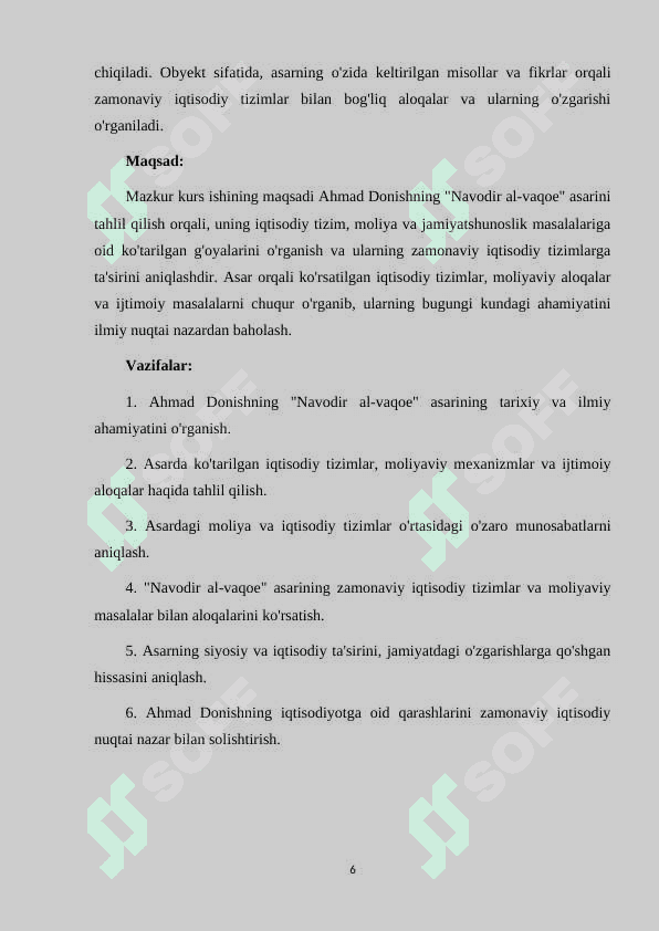 Mavzu: Ahmad Donish "Navodir al-vaqoe" asari manba sifatida. kurs ishi 6
