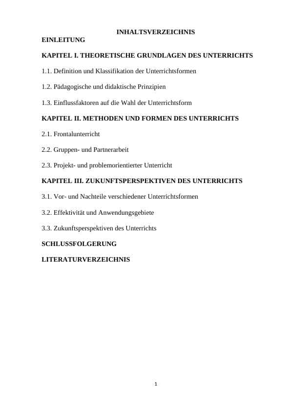 Unterrichtsforme. mavzusida kurs ishi