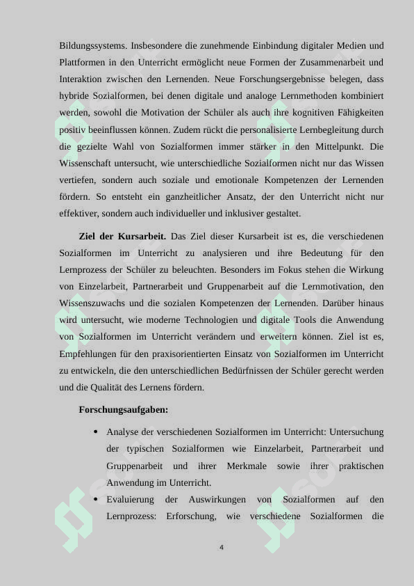 Sozialformen im Unterricht. mavzusida kurs ishi 4