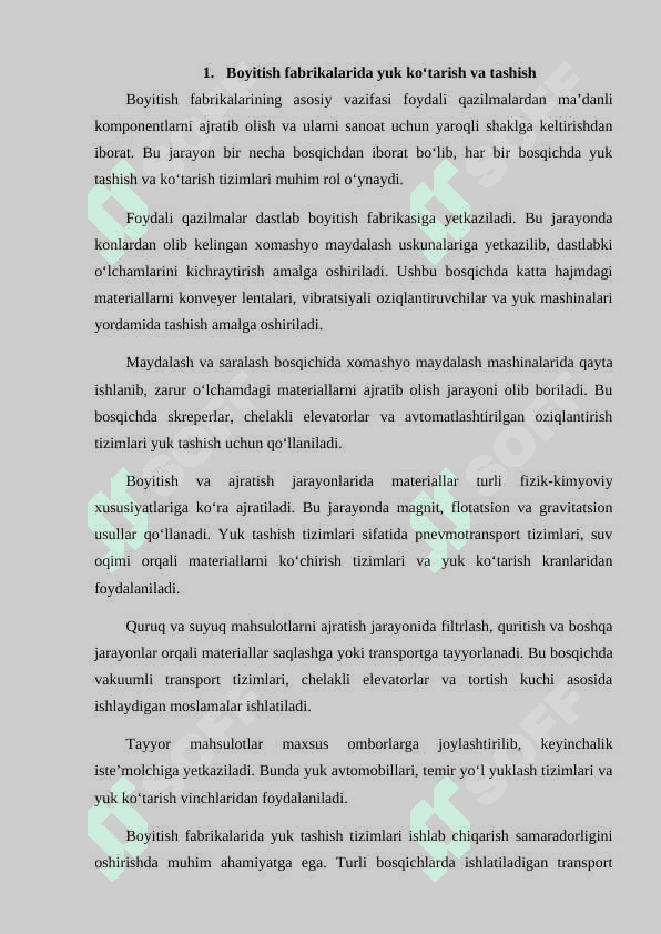 Boyitish fabrikalarini yuk ko’tarish mashinalari va moslamalari 2