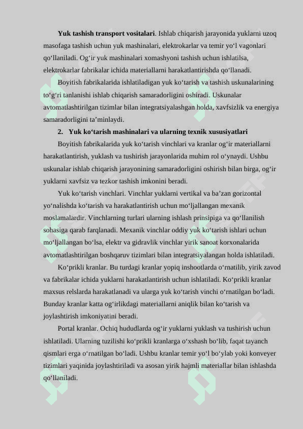 Boyitish fabrikalarini yuk ko’tarish mashinalari va moslamalari 4
