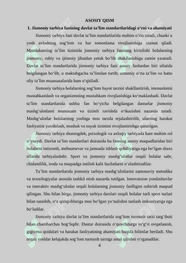 Jismoniy tarbiya bo’yicha davlat ta’lim standartlari va o’quv soatlarini rejalashtirish 4