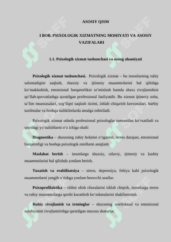 “Psixologik xizmatning samaradorligini ta’minlash muammolari”  kurs ishi 7