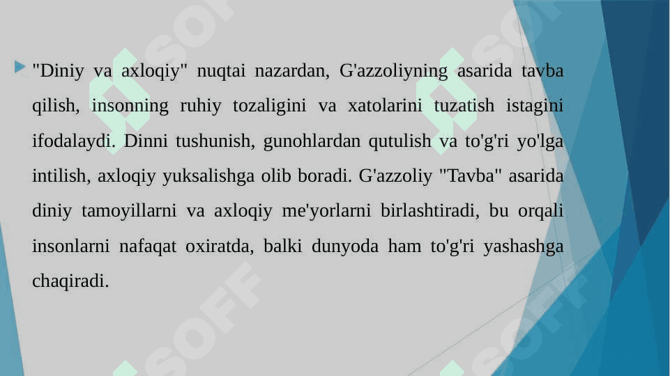 G'AZZOLIYNING "TAVBA" ASARI ASOSIDA "DIN VA AXLOQ" 7