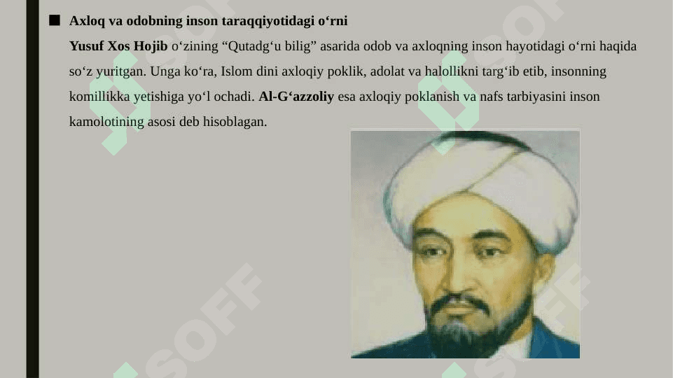 SHARQ MUTAFAKKIRLARINING ISLOM DINNINING INSON KAMOLOTIGA TA'SIRI HAQIDAGI G'OYALARI 4