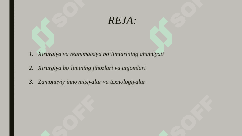 XIRURGIYA VA REANIMATSIYA BULIMLARI ASOSIY JIXOZ VA ANJOMLARI 2