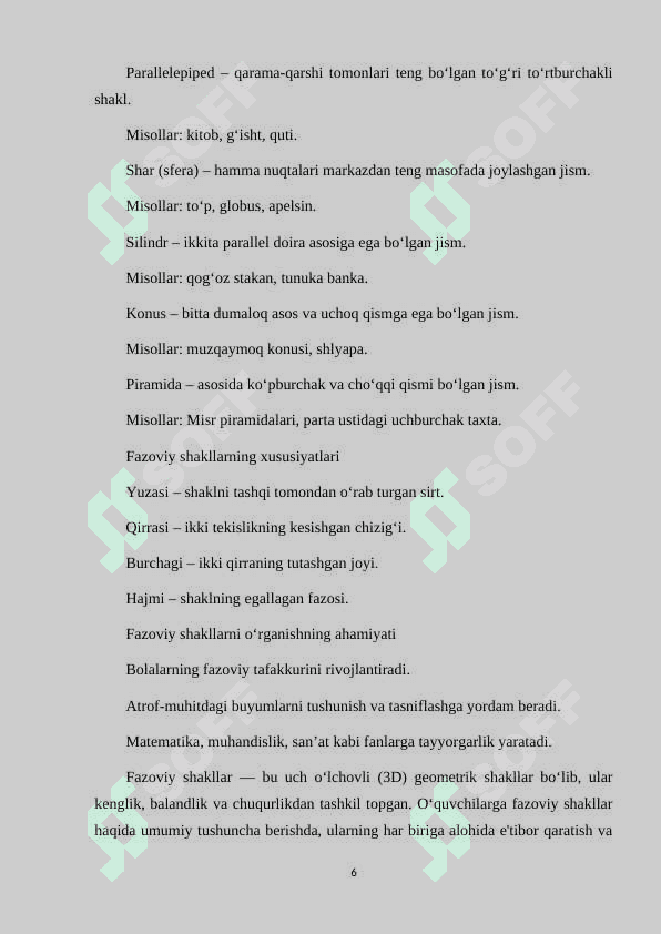 BOSHLANG'ICH SINF O'QUVCHILARIGA FAZOVIY SHAKLLAR TUSHUNCHASINI O'RGATISHDA PEDAGOGIK TEXNOLOGIYALARDAN FOYDALANIB O'QITISH 6