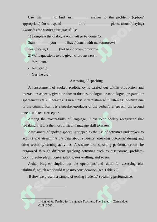 Assessment of vocabulary and grammar 3