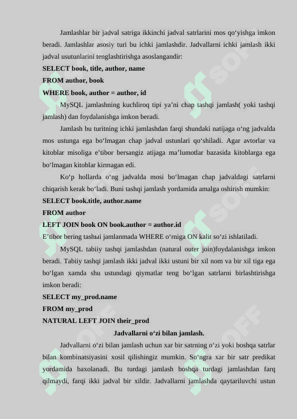 SQL da bir necha jadvallar bilan ishlash 2