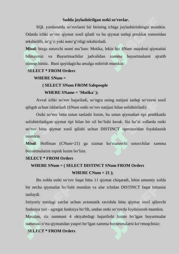 SQL da bir necha jadvallar bilan ishlash 4