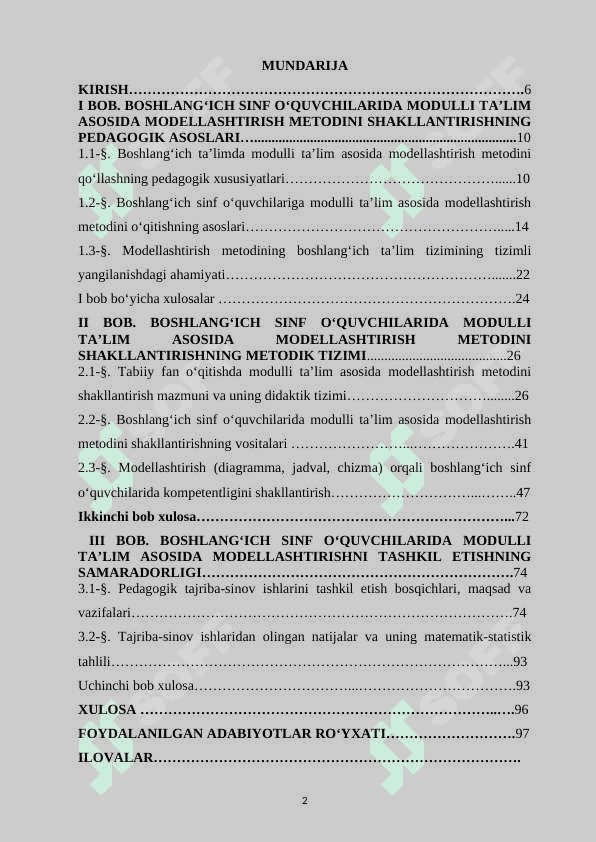 BОSHLАNGʻICH SINF ОʻQUVCHILАRIDА MОDULLI TАʼLIM АSОSIDА MОDELLАSHTIRISH METОDLАRINI SHАKLLАNTIRISH 2